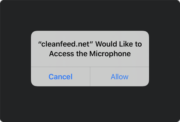 recordhub - iOS - Cleanfeed would like to access your microphone